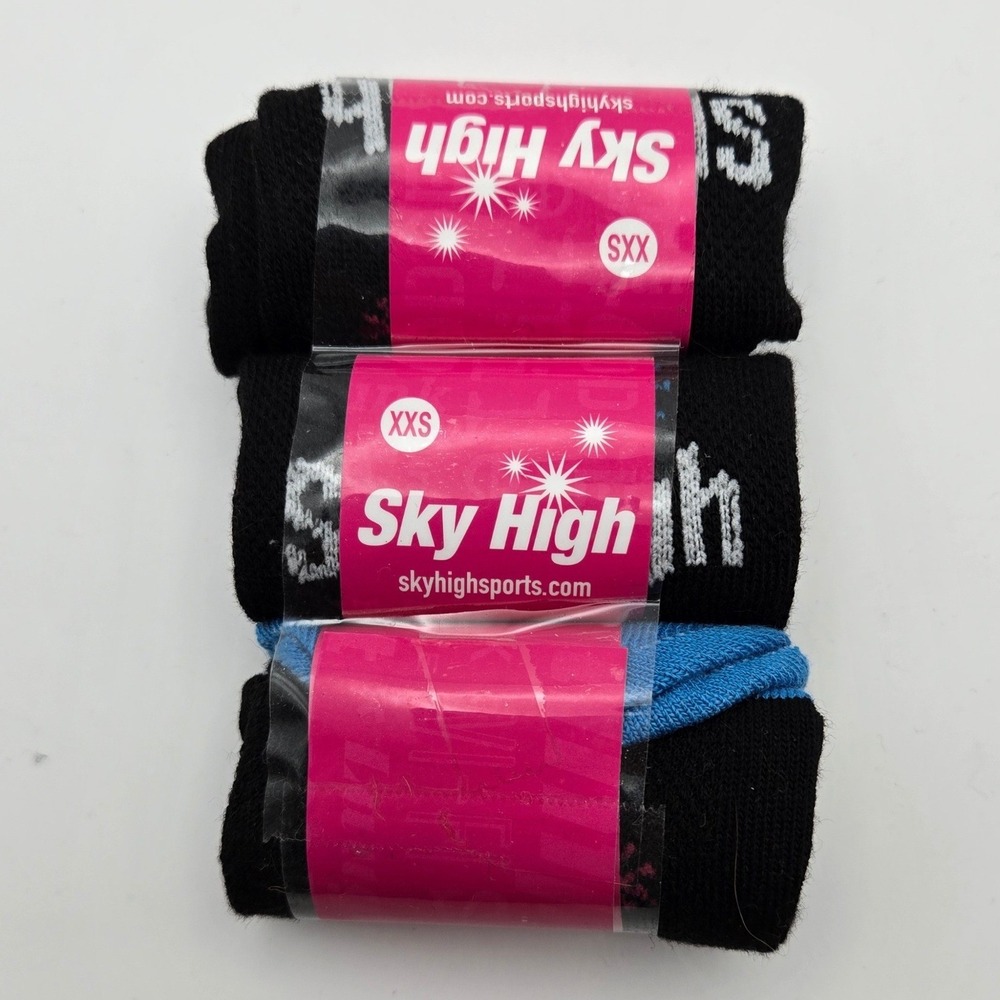 Sky High Sports Kids New XXS Trampoline Grip Socks 3 Pack Black Blue Activewear